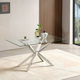 Masa transparenta din sticla si metal 150x90x75 cm Clario HARO